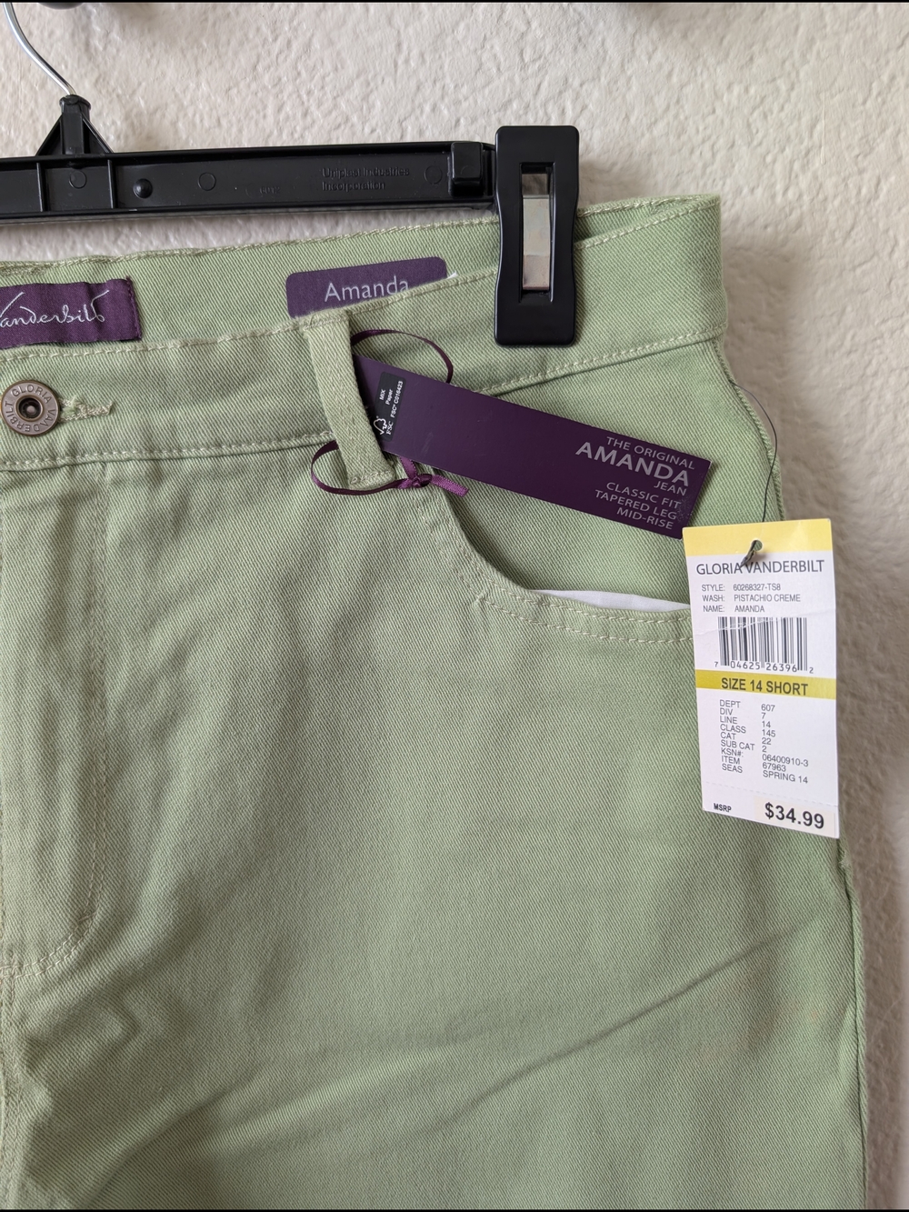 Gloria Vanderbilt Amanda Straight-Leg Jeans in Light Green - Picture 3 of 3